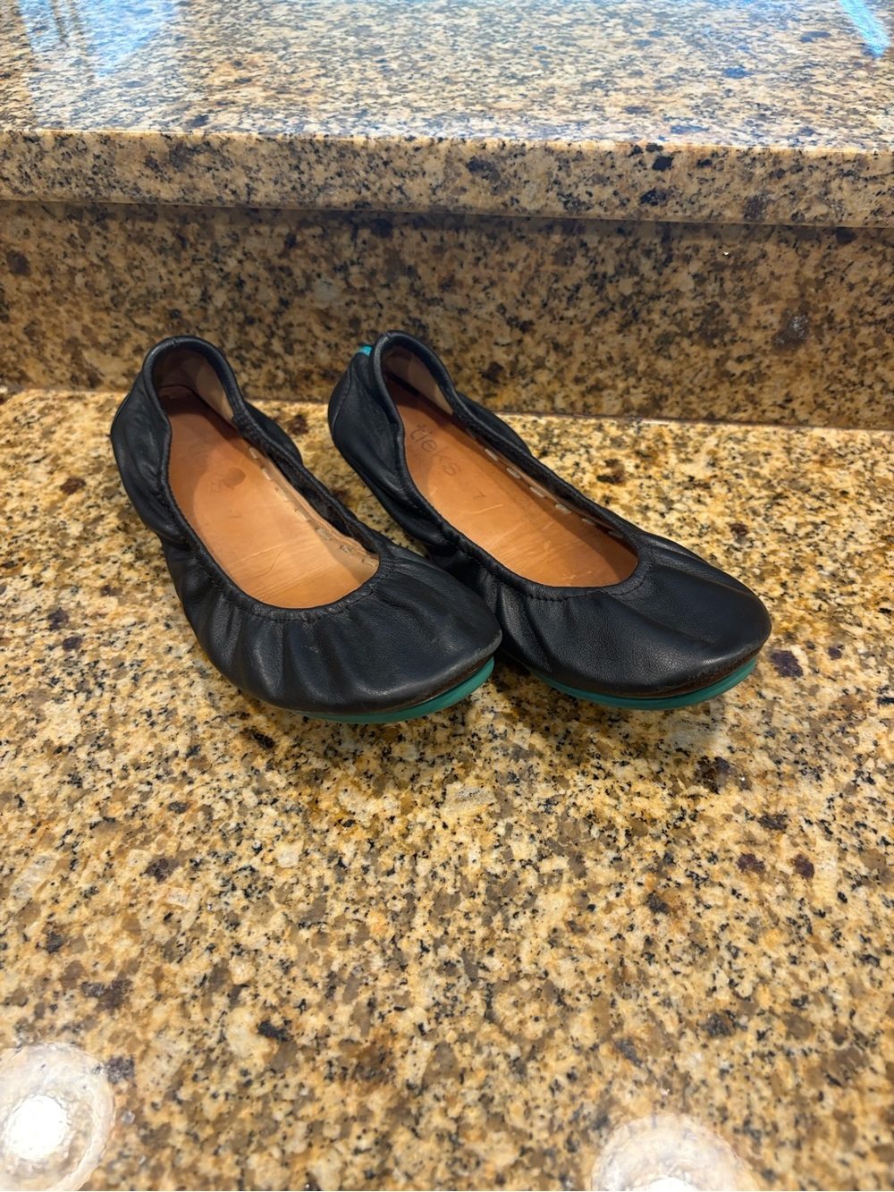 Tieks Black Foldable Leather Flats Size 7